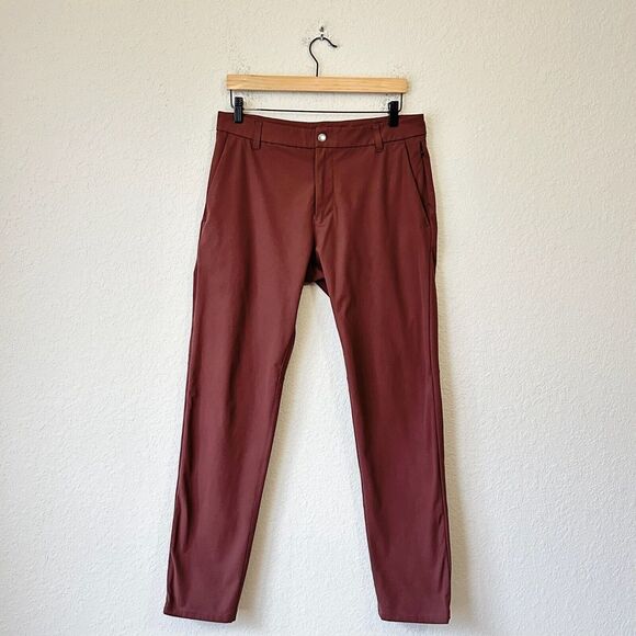 LULULEMON Commission Pants Brown Chino Stretch Performance Preppy
